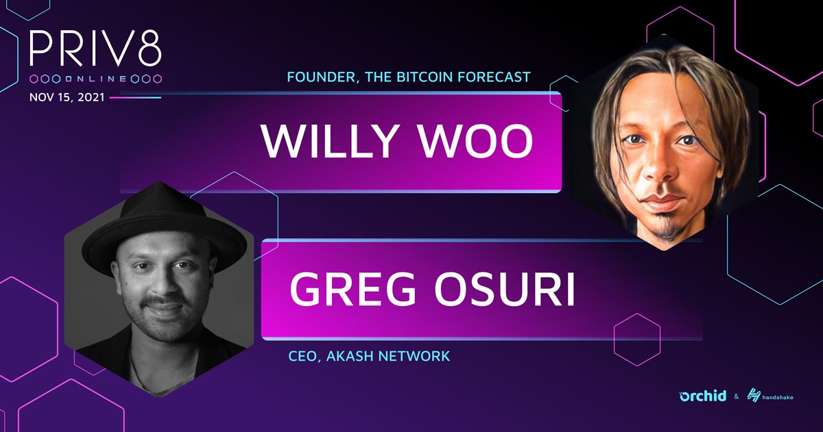 Willy Woo and Greg Osuri to Speak at Priv8 on November 15